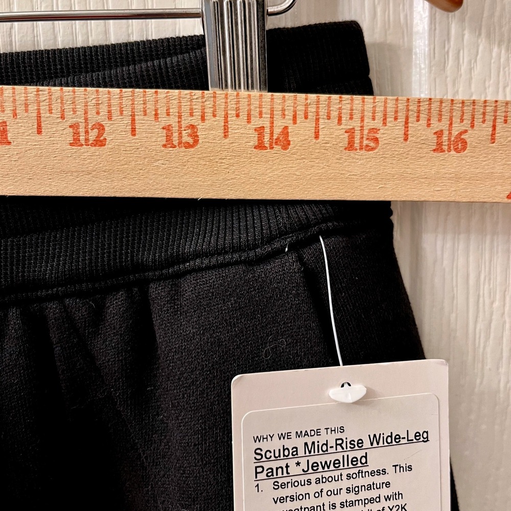 Lululemon Scuba Mid-Rise Wide-Leg Pant‎ Jewelled Women M Black LW5IHAS BLK - Picture 6 of 12